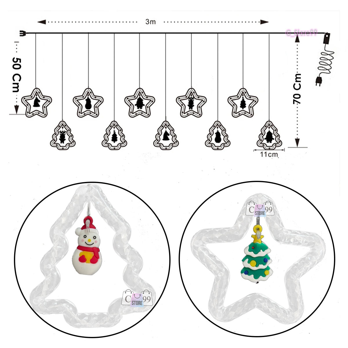 NOVEDOSA EXTENSIÓN DE LUCES NAVIDEÑAS LED X 3 METROS DE ANCHO