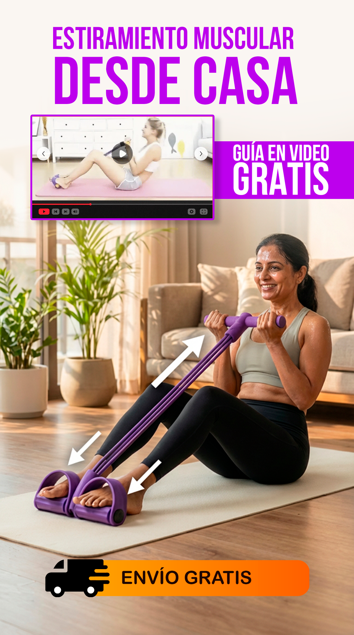 Banda de Estiramiento 6 Tiras BodyFlexy® Lleva GRATIS video de ejercicios